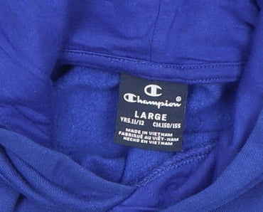 Champion Boys Blue Pullover Hoodie 11-12 Years Logo Fleece Sweatshirt