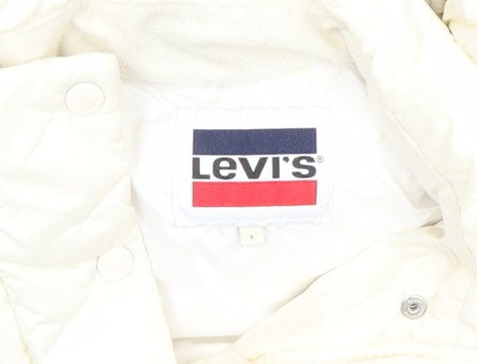 Levi's Women's Ivory Hooded Puffer Jacket Size S Quilted Winter Coat