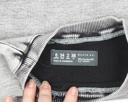 Primark Denim Co Women Grey Cropped Pullover Sweatshirt Size 6