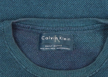 Calvin Klein Men's Blue Knit Crew Neck Sweatshirt L Regular