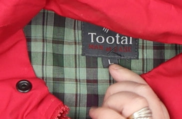 Tootal Men's Red Bomber Jacket L Classic Lined Full Zip Cotton Blend