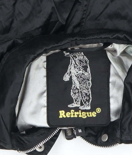 Refrigue Girls Black Polyamide Bomber Jacket M Water Resistant Lined