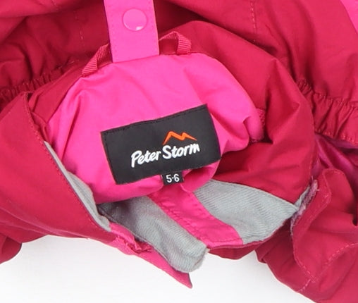 Peter Storm Girls Pink Waterproof Hooded Rain Jacket 5-6 Years