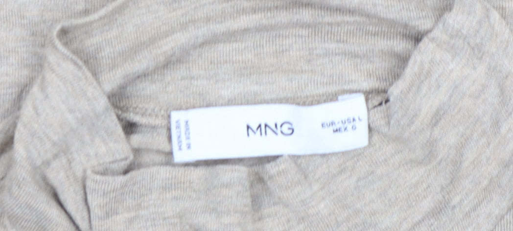 Mango Womens Beige Long Sleeve Roll Neck Jersey Top Size L