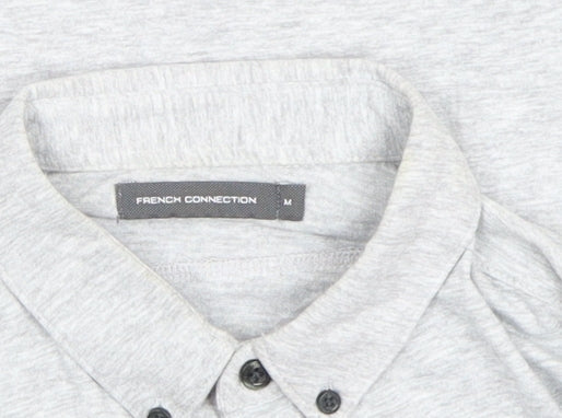 French Connection Men’s Grey Cotton Button-Up Shirt Size M Long Sleeve