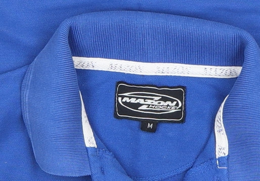 Mazon Men’s Blue & White Colourblock Hockey Polo Shirt Size M