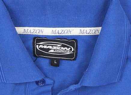 Mazon Men's Blue Colourblock Hockey Polo Shirt Size L