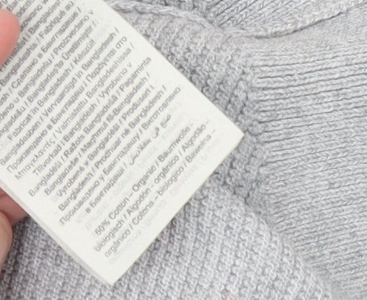 Jack & Jones Men’s Grey Waffle-Knit Crew Neck Jumper Size S