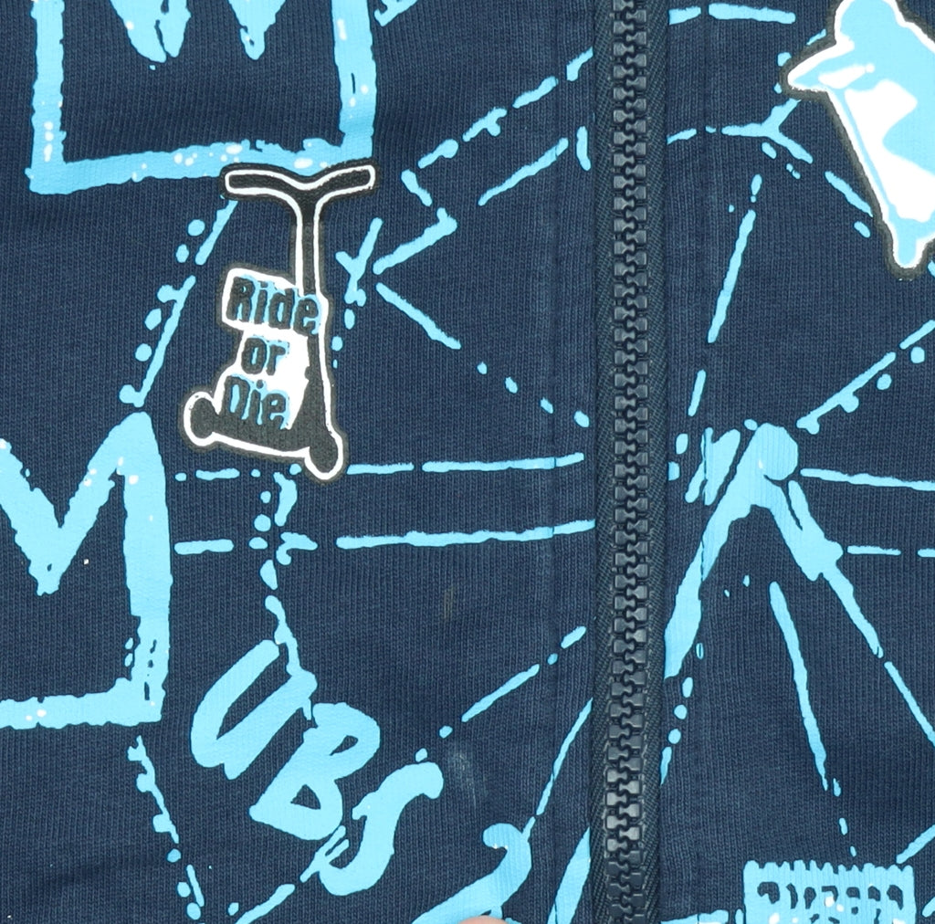 UBS2 Boys Blue Full Zip Graphic Hoodie 14 Years 164cm Cotton Casual