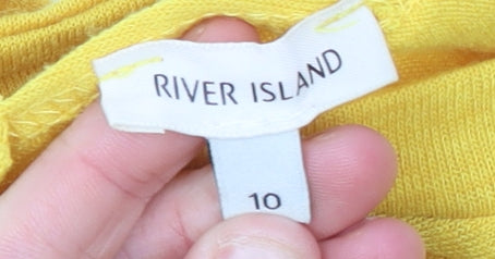 River Island Women’s Yellow V-Neck Pullover Jumper Size 10