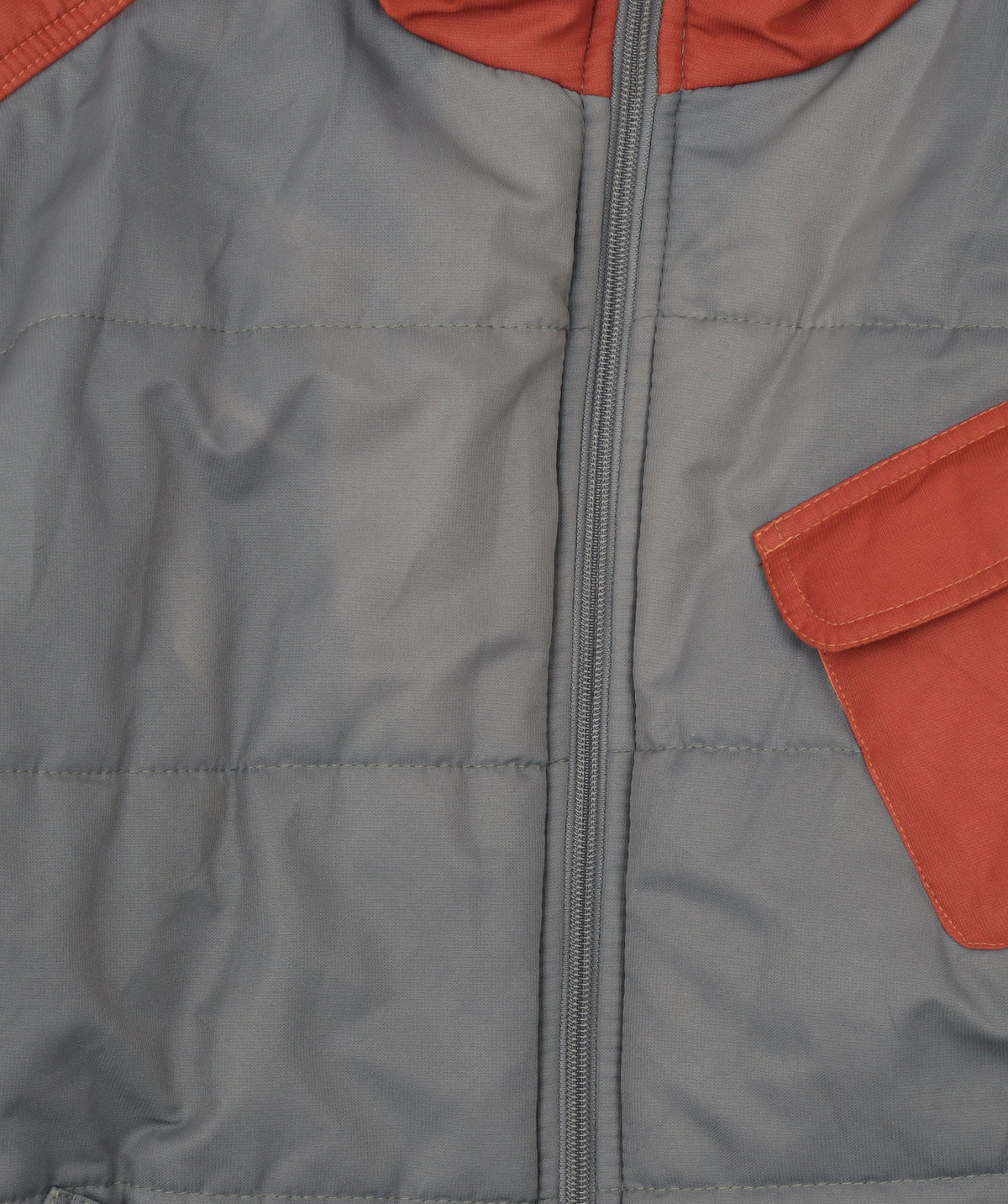 Zoom Womens Grey and Red Hooded Puffer Jacket Size M Winter Coat