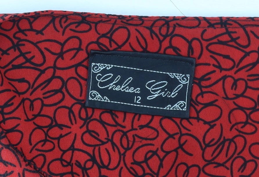 Chelsea Girl Women’s Red Black Floral Wrap Midi Dress Size 12