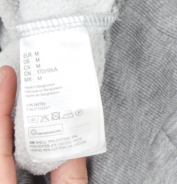 H&M Women Grey Pullover Hoodie M Hooded Long Sleeve Casual Basic