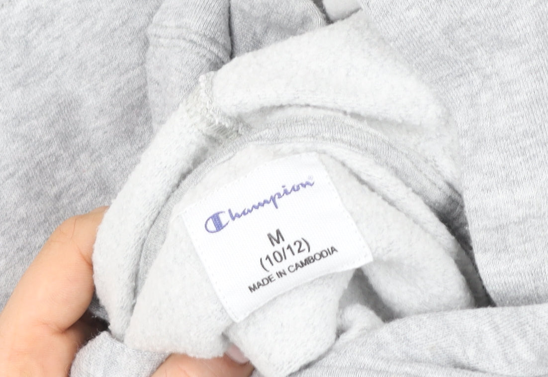 Champion Teens Grey Pullover Hoodie M Logo Fleece Sweatshirt