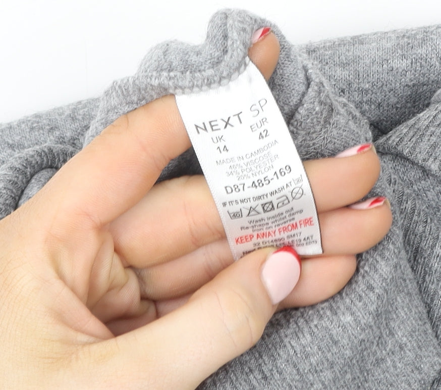Next Grey Knit Crew Neck Pullover Sweatshirt Unisex Adults Size 14