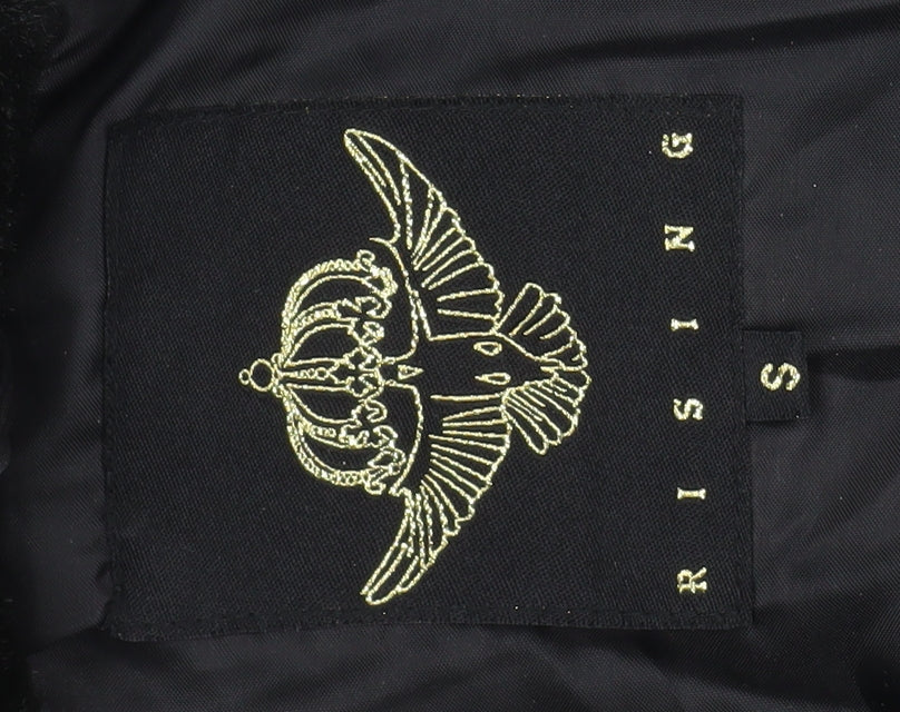Rising Womens Black S Puffer Jacket Hooded Quilted Winter Coat