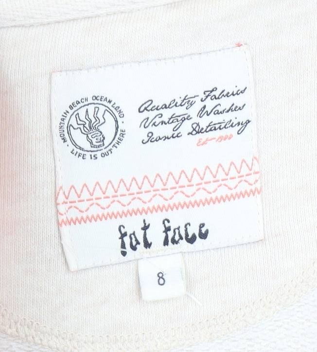 FatFace Women Beige 1/4 Zip Fleece Sweatshirt Size 8