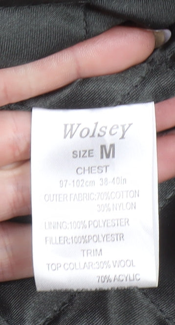Wolsey Men's Green Mid-Length Overcoat M Cotton Nylon Lined