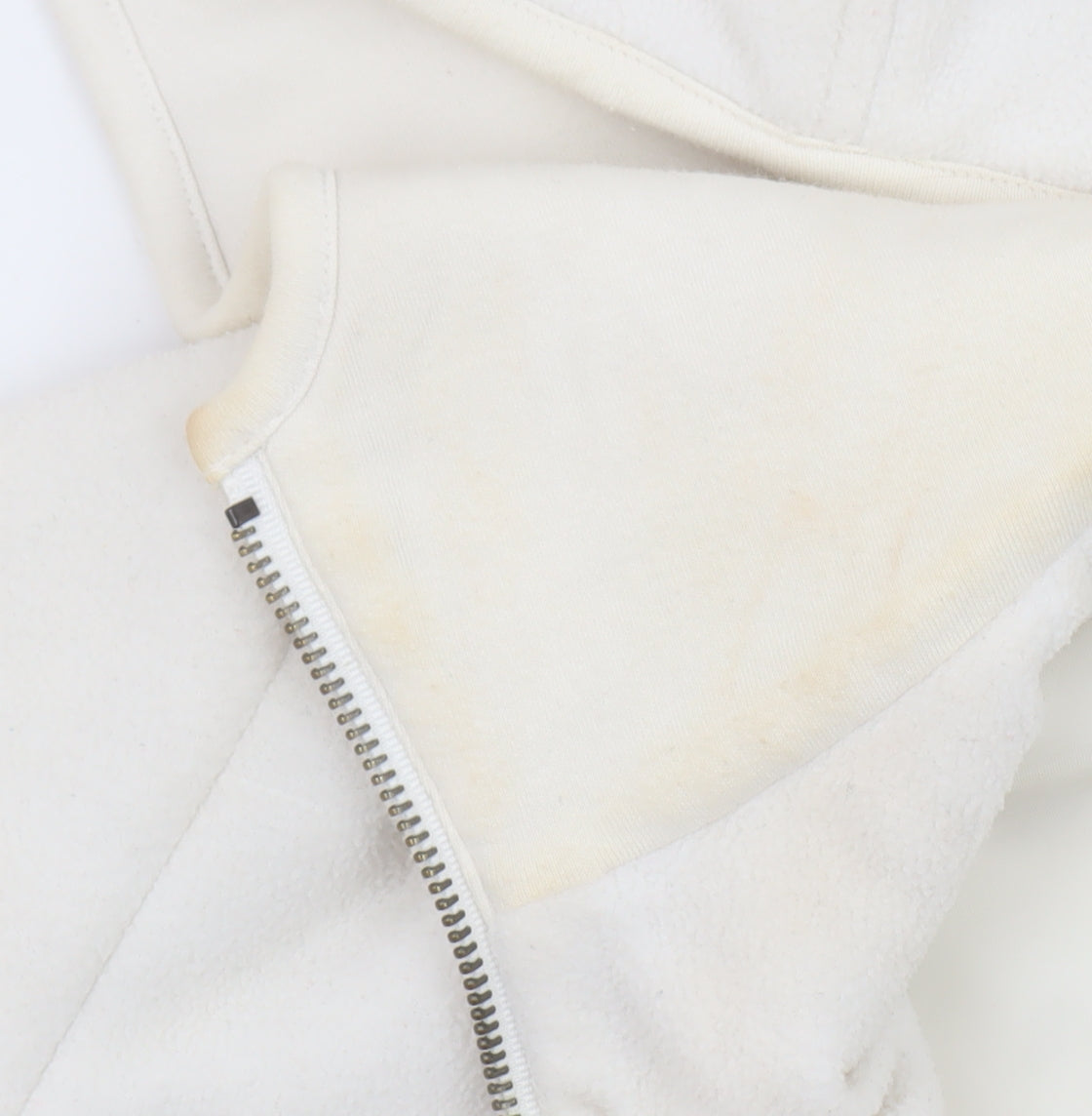 Zara Women White Fleece Hooded Jacket Size 14 Full Zip Casual