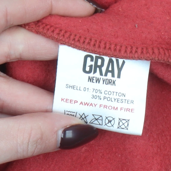 Gray New York Men's Red Pullover Hoodie S Graphic Print Cotton Blend