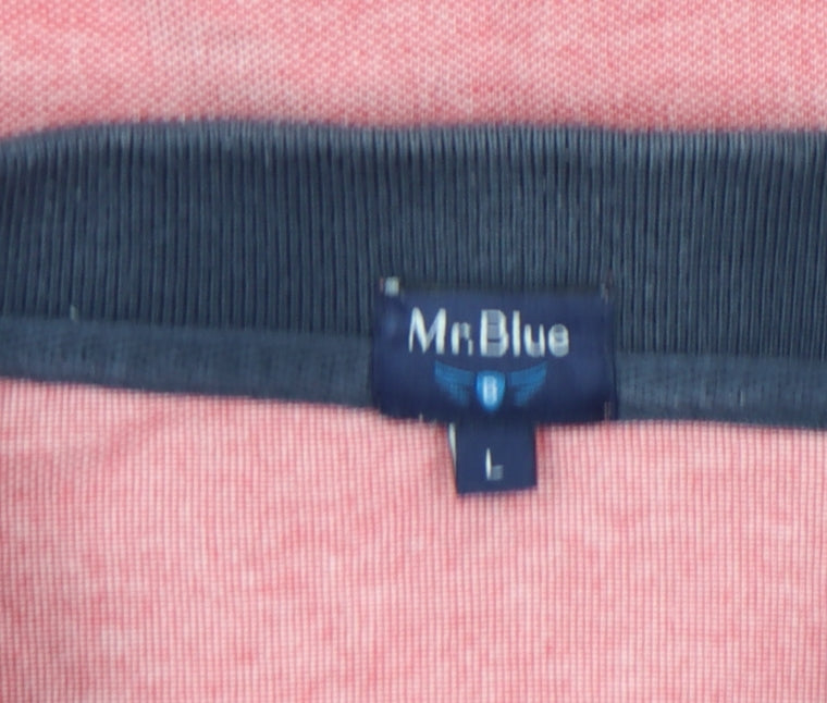 Mr. Blue Men's Pink Cotton Polo Shirt Size L Short Sleeve
