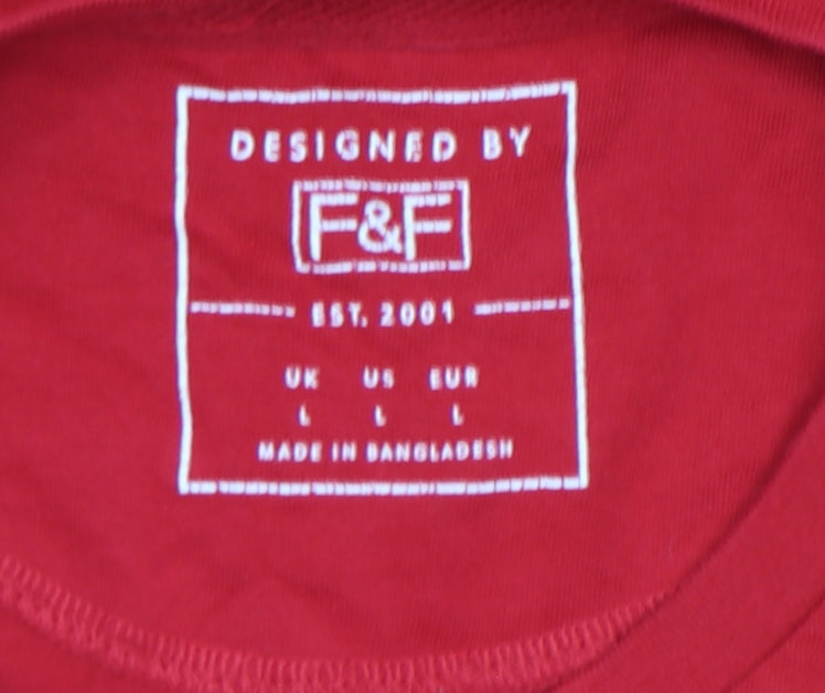 F&F Men Red Christmas Santa Graphic Cotton T-Shirt L