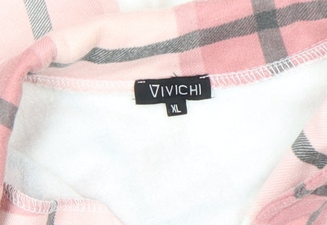 VIVICHI Women Pink Check Flannel Shacket Jacket XL
