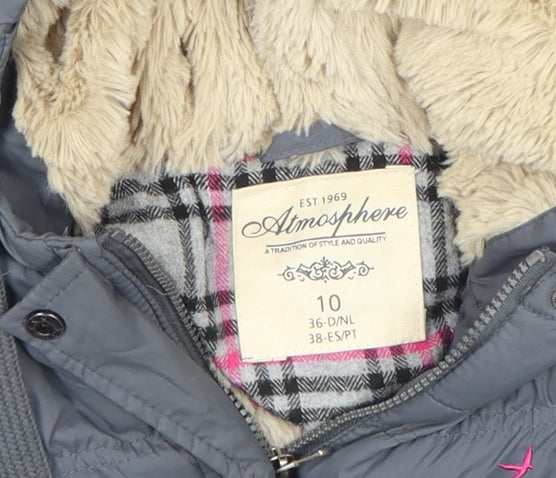 Atmosphere Women's Grey Hooded Puffer Waistcoat Size 10
