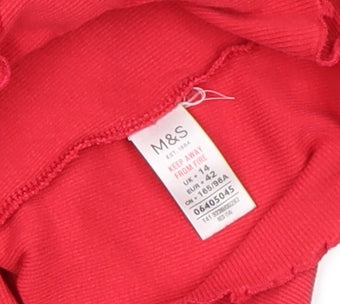 Marks & Spencer Women’s Red Mock Neck Long Sleeve Cotton Top L