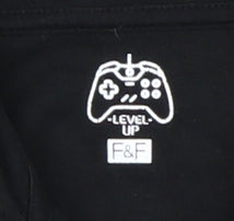 F&F Boys Black Full Zip Hoodie 12-13 Years Gamer Print Cotton Blend