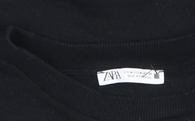 Zapa Womens Black Embroidered Face Graphic Pullover Sweatshirt Size M
