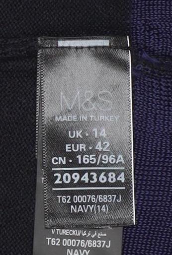 Marks & Spencer Per Una Women's Navy Knit Short Open Jacket Size 14