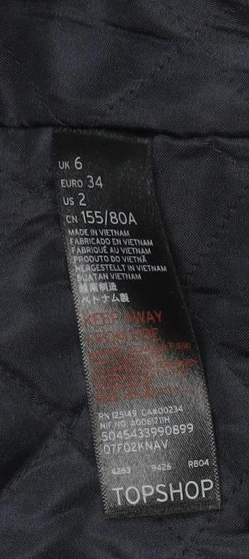 Topshop Unisex Navy Blue Hooded Mid-Length Parka Coat Size 34