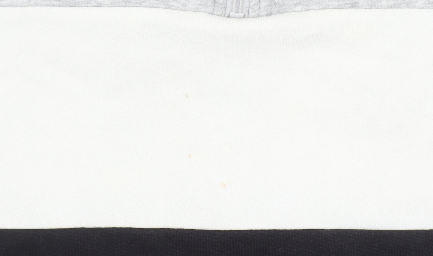 H&M Boys Grey White Black Colourblock 1/4 Zip Sweatshirt 14Y