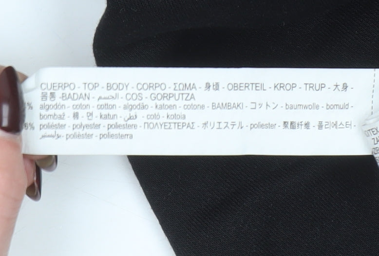 Zara Women Black Small Pullover Sweatshirt with Cowl Neck