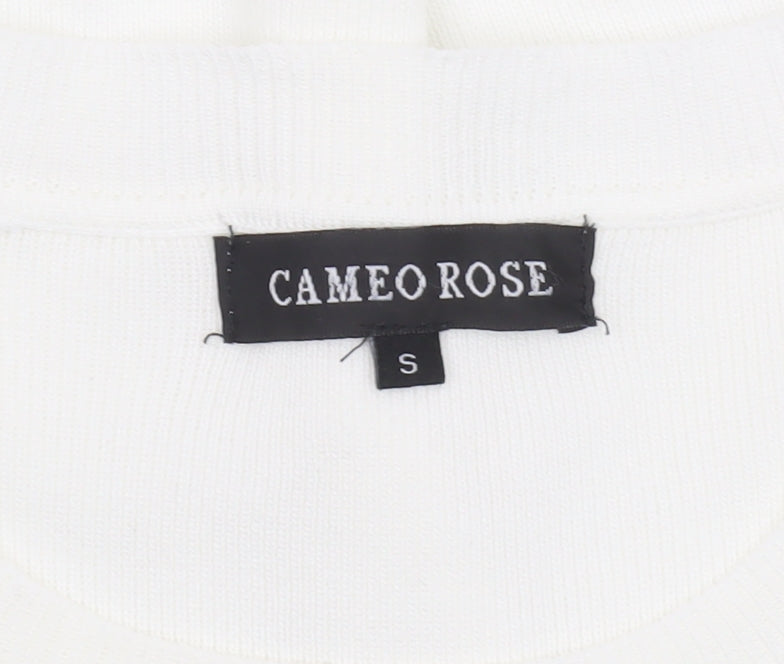 Cameo Rose Women’s White Puff Sleeve Knit Jumper Size S