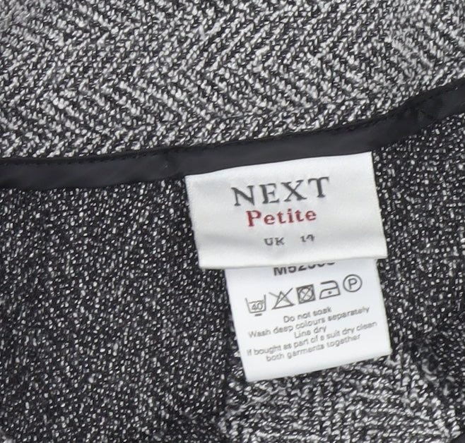Next Petite Grey Herringbone Straight Trousers UK 14