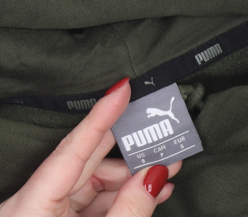 Puma Men's Green Pullover Hoodie Size S Logo Fleece Sweatshirt