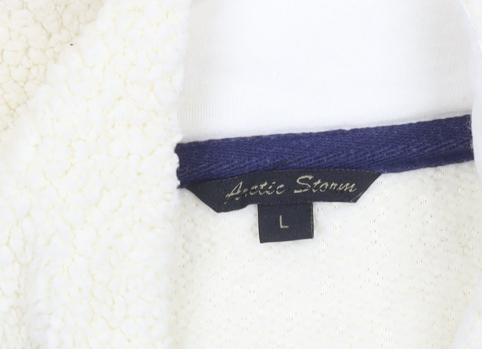 Arctic Storm Women Ivory Fleece Henley Sweatshirt L Warm Pullover
