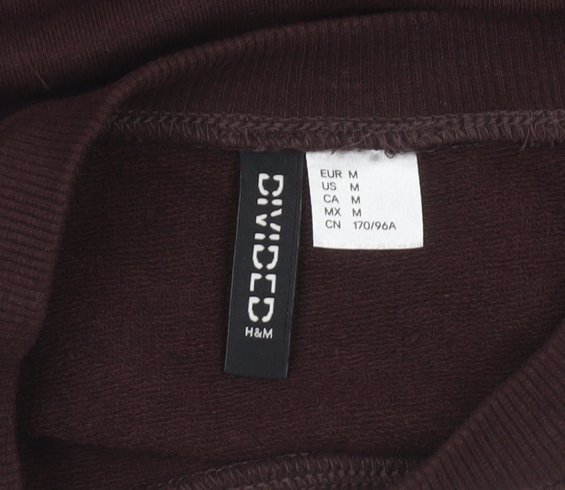 H&M Divided Women Brown Cropped Pullover Sweatshirt Size 12 Cotton Blend