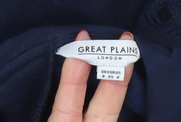 Great Plains Womens Navy Blue Collared Pullover Sweatshirt Size 8 XS