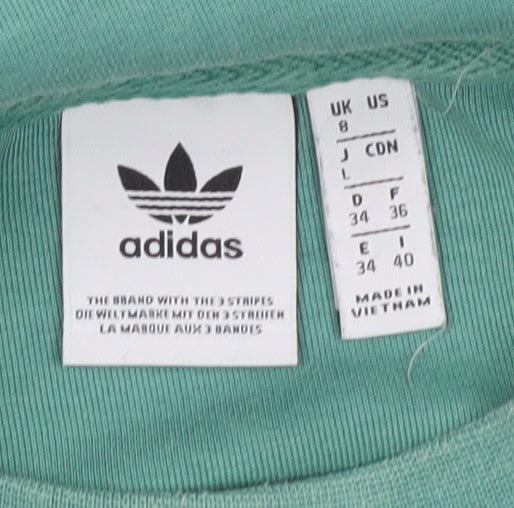 Adidas Womens Green Crew Neck Long Sleeve Pullover Sweatshirt UK 8