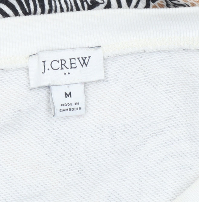 J.Crew Womens Beige Black Zebra Print Pullover Sweatshirt M Cotton