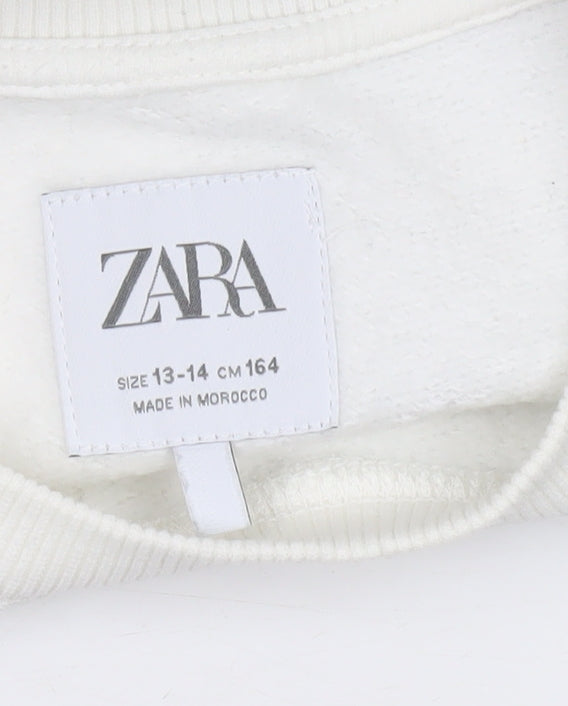 ZARA Boys White Art Moment Graphic Pullover Sweatshirt 13-14 Years