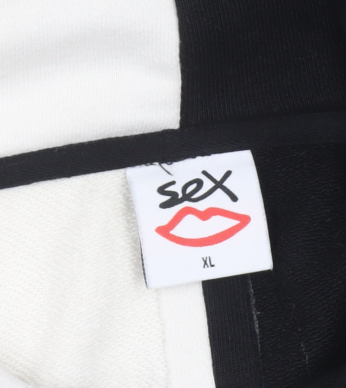 Sex Lips Men's Black & White XL Pullover Graphic Hoodie