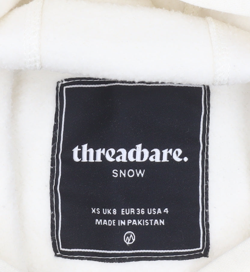 Threadbare Women’s Ivory Pullover Hoodie XS Cotton Blend Aspen Print