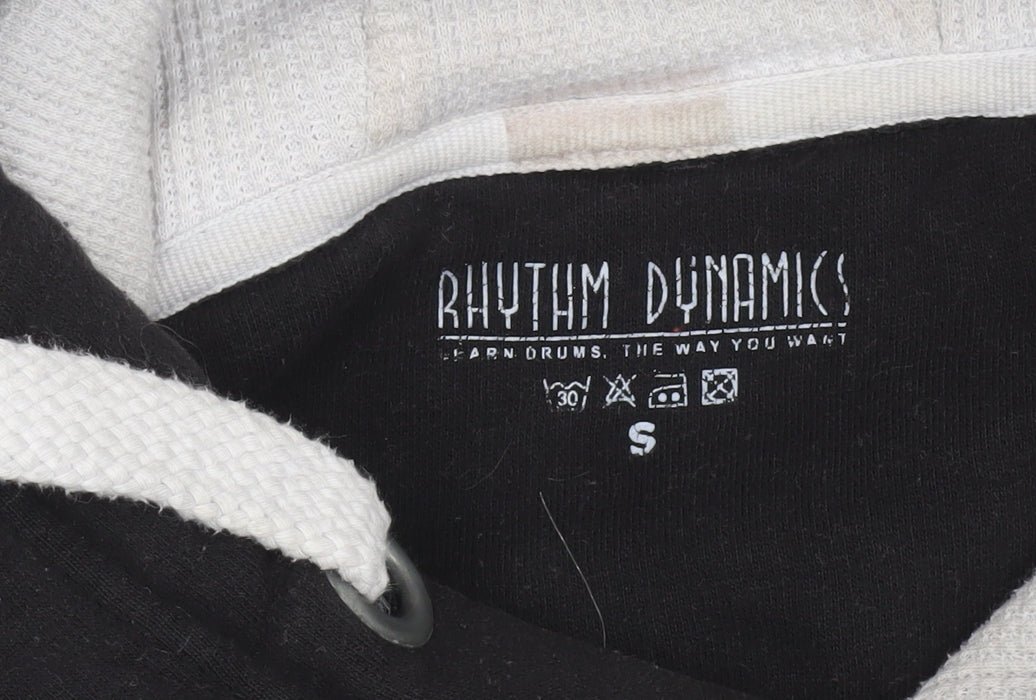 Rhythm Dynamics Men’s Black Pullover Hoodie S Music Logo Fleece
