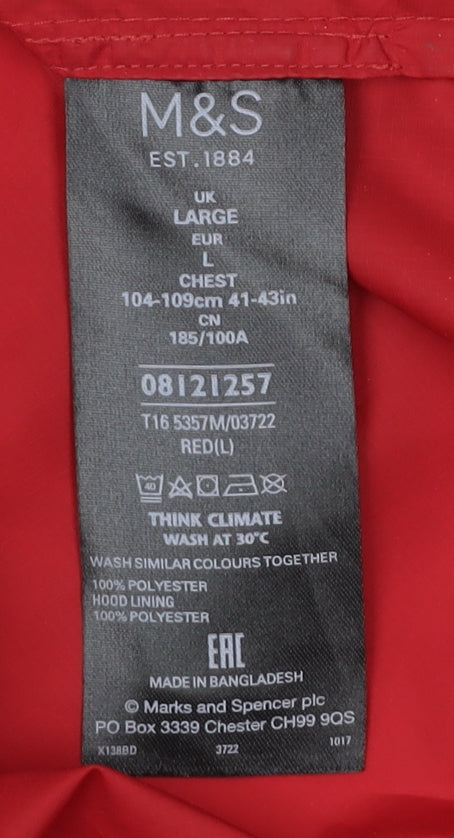 Marks & Spencer Men's Red Hooded Windbreaker Jacket L