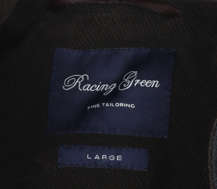 Racing Green Men's Brown Cotton Overcoat L Regular Fit