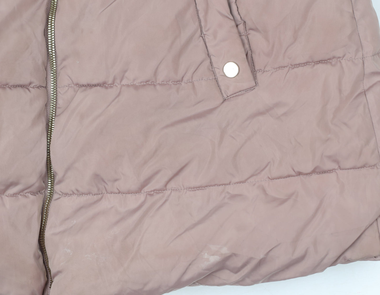Next Girls Pink Long Hooded Puffer Coat 11 Years Faux Fur Trim Winter Jacket